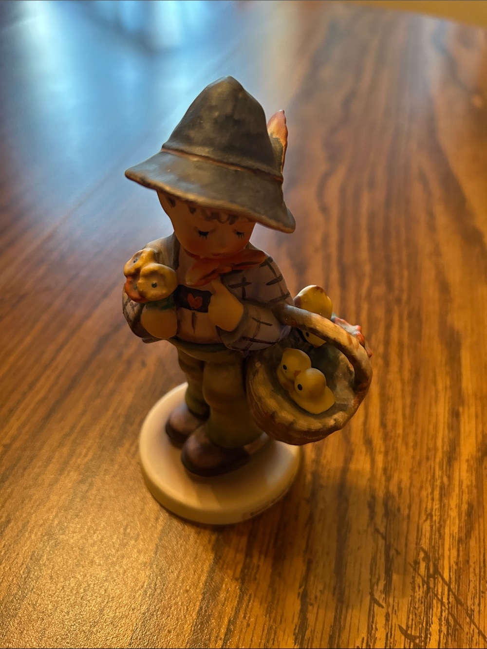 Goebel Cream Porcelain Figurine Base with Blue Mark